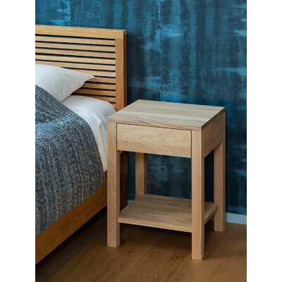 Alphonse Solid Oak Bedside Table With 1 Drawer by Union Rustic