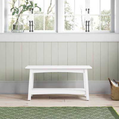 Lund 36 in. Wide Entryway Bench with Shelf, Wood Accent Bench Seating for 2, Store Shoes & Bags, Perfect Entryway, Dining or Living Room, Cottage, Lo by Rosalind Wheeler