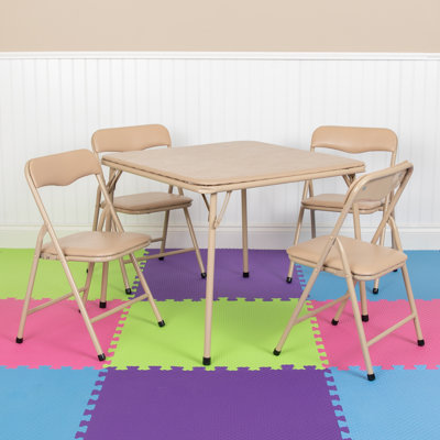 Simra Kids 5-Piece Vinyl Folding Daycare Table and Chairs Set by Isabelle & Max