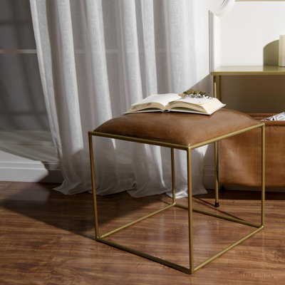 Erinn Mid Century Genuine Leather Vanity Stool