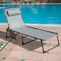 Mayra 74" Long Reclining Single Chaise Lounge with Pillow and Bag, Portable Beach Lounger by Sol 72 Outdoor