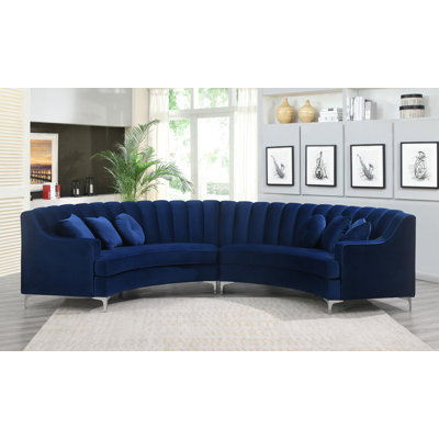 Steubenville 141.34" Wide Velvet Modular Sectional by Mercer41