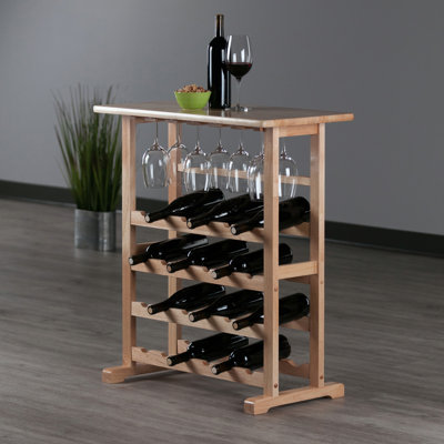 Taggert 24 Bottle Floor Wine Bottle & Glass Rack in Dark Espresso by Red Barrel Studio