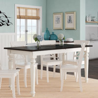Veazey 78" Wide Country Gathering Height Dining Table with a Two-Tone Finish and Butterfly Leaf by Laurel Foundry Modern Farmhouse