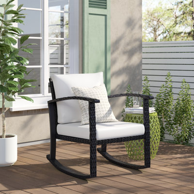 Outdoor Cummington Rocking Wicker/Rattan Chair with Cushions by Lark Manor
