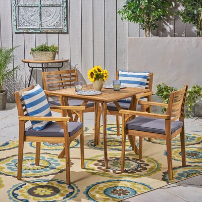Tinnin Square 4 - Person 31.5" Long Dining Set with Cushions by Beachcrest Home