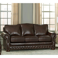 Abilio 86" Genuine Leather Rolled Arm Sofa Bed by Red Barrel Studio
