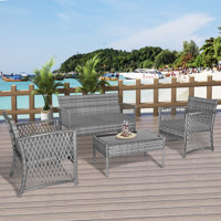 Knopp 4 Piece Rattan Sofa Seating Group with Cushions