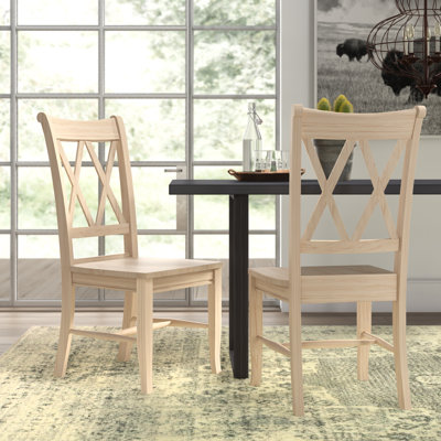 Maner Cross Back Solid Wood Dining Chair by Langley Street