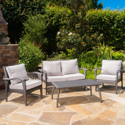 4 Piece Rattan Sofa Seating Group with Cushions by Winston Porter
