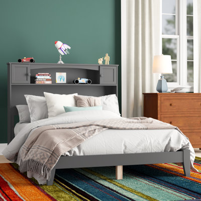 Brevyn Full Solid Wood Panel Bed with Bookcase by Harriet Bee