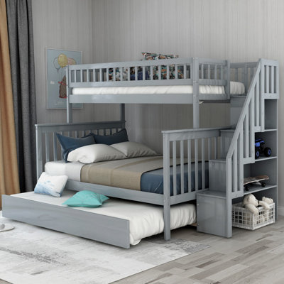 Hazzard Twin over Full Standard Bunk Bed with Staircase and Trundle by Harriet Bee