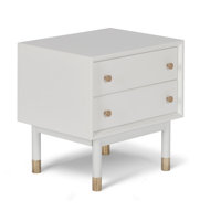 Keddington Solid Wood 4 Legs 2 - Drawer End Table with Storage by Everly Quinn