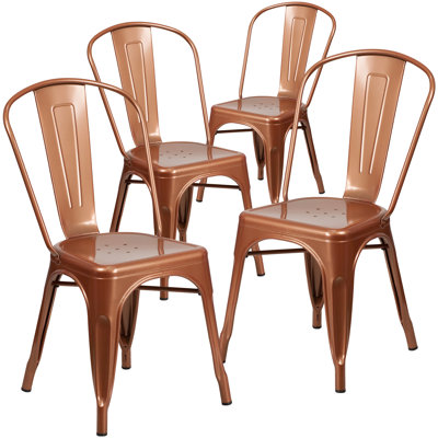 Peterson Armless Metal Indoor-Outdoor Stackable Dining Chair by Williston Forge