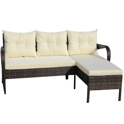 Katie-Anne 49.8" Wide Outdoor Wicker Patio Sectional with Cushions by Winston Porter