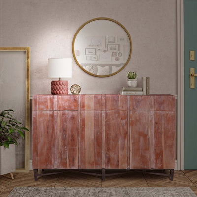 3 Dr Sideboard, Solid Wood & Iron Base, 59x16x38 by Millwood Pines