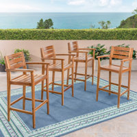 Farjand Rustic 30" Teak Patio Bar Stool