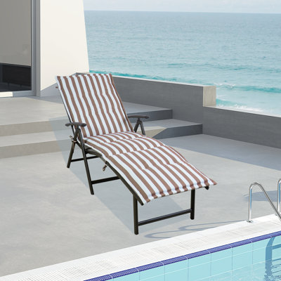Nadire Cozy Aluminum Reclining Lounge Chair with Cushion Drink Holder Adjustable Assemble-Free by Breakwater Bay
