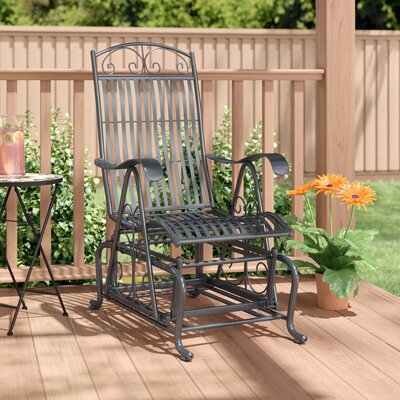 Nocona Iron Single Patio Glider Chair by Fleur De Lis Living