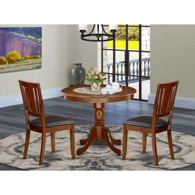 Caryl 3 - Piece Solid Wood Rubberwood Dining Set by Alcott Hill