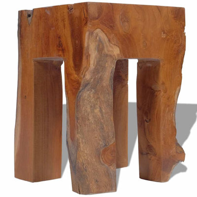 Francom vidaXL Solid Teak Wood Stool, Versatile Footrest/Side Table, 11.8" x 11.8" x 15.7" Brown by World Menagerie