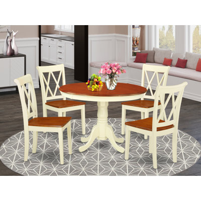 Kuhl 4 - Person Rubberwood Solid Wood Dining Set by August Grove