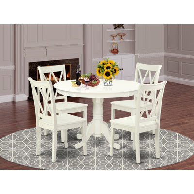 Kuhl 4 - Person Rubberwood Solid Wood Dining Set by August Grove