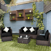 Patiojoy 7 Piece Rattan Sectional Seating Group with Cushions by Latitude Run