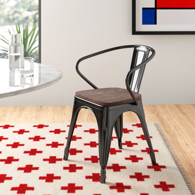 Kesterson Metal Chair with Wood Seat and Arms by Breakwater Bay