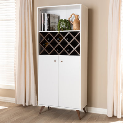 Reedley Mid-Century Modern Finished Wood Wine Bar Cabinet by George Oliver