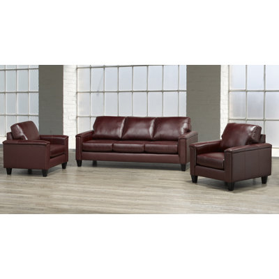 Deboer 3 Piece Genuine Leather Living Room Set by Darby Home Co