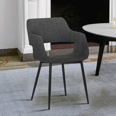 Bottlebrush Mid-Century Dining Accent Chair with Open Back in Fabric Upholstery, Steel, and Plywood by Wrought Studio