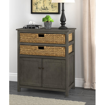 ClickDecor Nelson Storage Chest Cabinet with 2 Wicker Baskets by ClickDecor