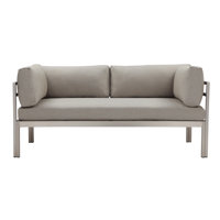 Pangea Home Novae 65" Aluminum Outdoor Patio Sofa with Quick-Dry Cushions – Modern Weather-Resistant Sofa with Rust-Free Frame & Easy Assembly by Joss & Main