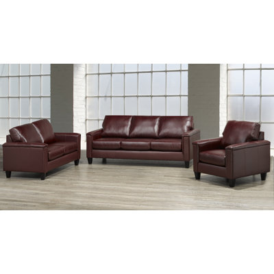 Deboer 3 Piece Genuine Leather Living Room Set by Darby Home Co