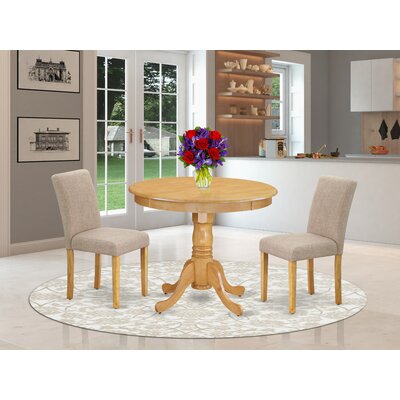 Scholl 3 - Piece Solid Wood Rubberwood Dining Set by Charlton Home