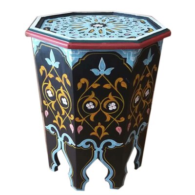 Handmade Moroccan Wood Table Black by Bungalow Rose