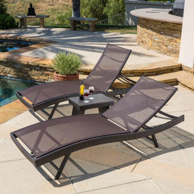 Agah Reclining Sun Lounger Set with Table
