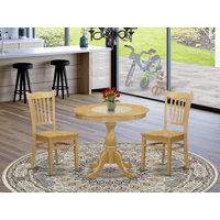 Dining Table Set for Small Spaces Contains a Round Kitchen Table with Pedestal and Dining Chairs, 36x36 Inch by Alcott Hill