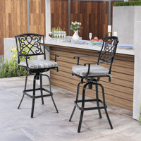 Roark Swivel Aluminum Outdoor 29.7" Bar Stool with Sunbrella Cushion by Darby Home Co