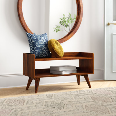 Uwais Solid Wood Open Storage Bench by George Oliver
