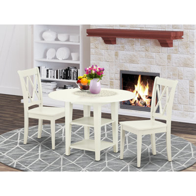 Kuester 3 - Piece Drop Leaf Rubberwood Solid Wood Dining Set by August Grove