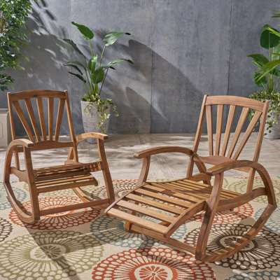 Outdoor Sabrina Rocking Solid Wood Chair by Rosecliff Heights