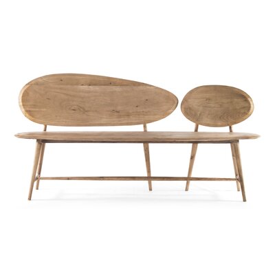Melva Pebble Wood Bench by Corrigan Studio