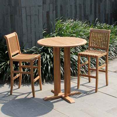 Briarcliff Round 2 - Person Teak Outdoor Dining Set by Lark Manor