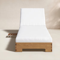 Jess Teak Single Chaise Lounger White Cushions by Highland Dunes