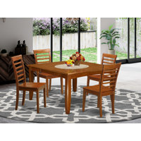 Teressa Butterfly Leaf Rubberwood Solid Wood Dining Set by Alcott Hill