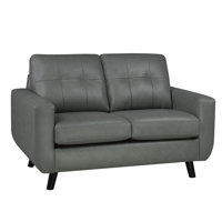 Lathrop 57" Genuine Leather Square Arm Loveseat by Brayden Studio