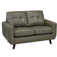 Lathrop 57" Genuine Leather Square Arm Loveseat by Brayden Studio
