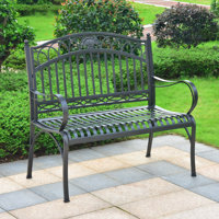 Anzum Iron Patio Garden Bench by Lark Manor